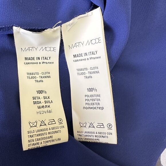 Marta Palmieri Women's Blue Bamboo Print 2-Layers Silk Blouse Tunic Top Sz 44/8 - Picture 13 of 14